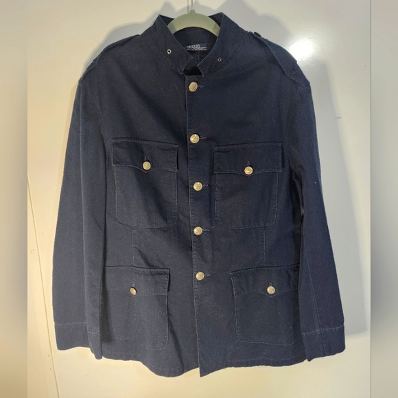 Navy Blue Military Style Jacket, Vintage RALPH LAUREN, Size Medium - Picture 1 of 8